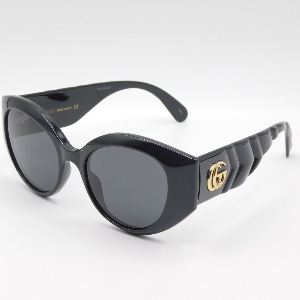 NEW GUCCI GG0809S 001 BLACK GREY CAT EYE WOMEN'S AUTHENTIC SUNGLASSES 52… - Picture 1 of 12